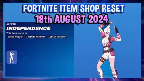 New Independence Icon Emote Fortnite Item Shop Reset 18th August 2024 Youtube