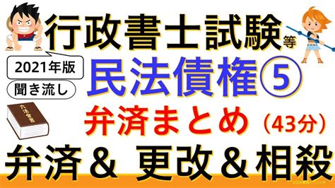 【民法債権⑤弁済（代物弁済・相殺・更改・混同）】2021年版（行政書士試験・公務員試験・スキマ時間・聞き流し） Youtube