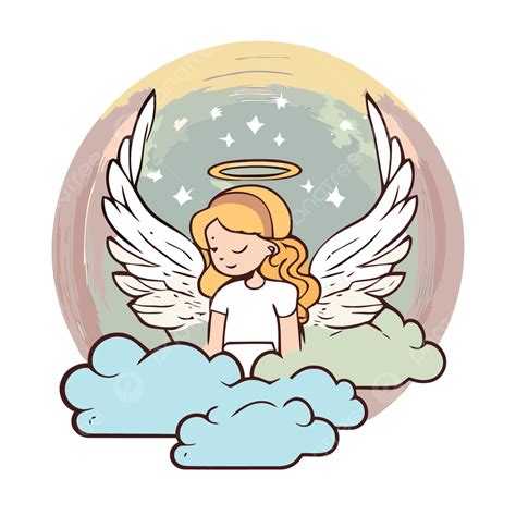 ángel Aureola Png Dibujos Pegatina Clipart ángel Y Nube Con Alas En El Cielo Vector Ilustración