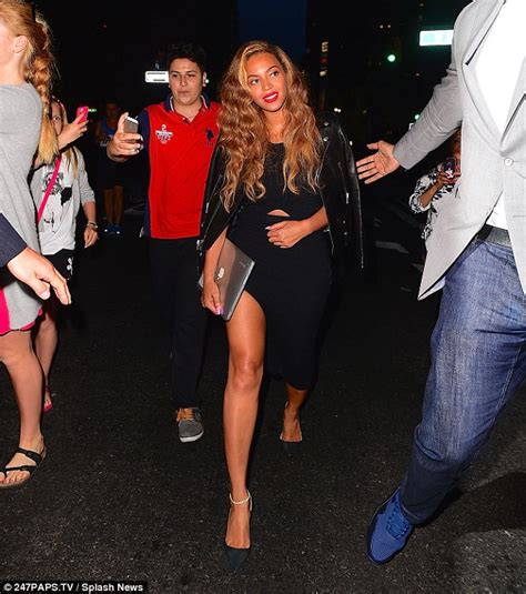 Beyonce Flashes Her Legs In A Cut Out Dress With Thigh High Split