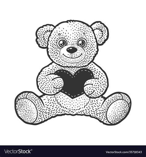 Teddy bear toy sketch Royalty Free Vector Image