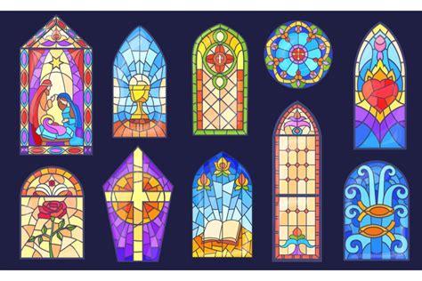 Cartoon Stained Glass Beautiful Stain Church Windows Frame