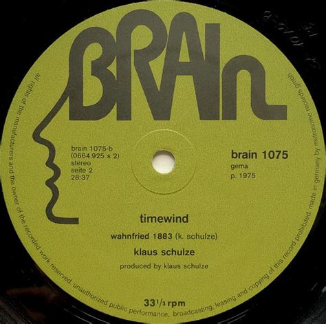 Klaus Schulze – Timewind - Mint- LP Record 1975 Brain Germany Original ...