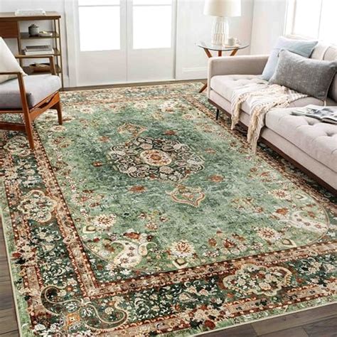 Amazon Castage X Area Rugs Washable Green Rug For Living Room