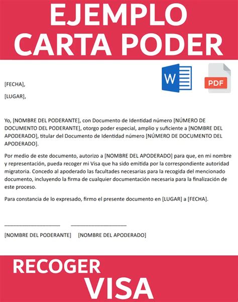 Carta Poder Para Recoger Visa Modelos Y Ejemplos Gratis