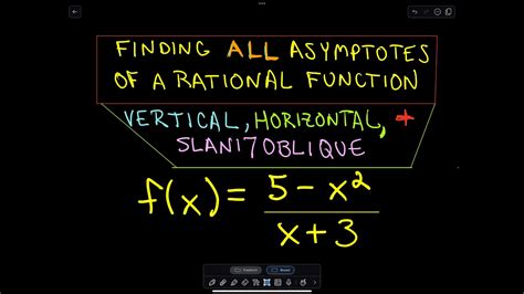 Finding All Asymptotes Of A Rational Function Vertical Horizontal