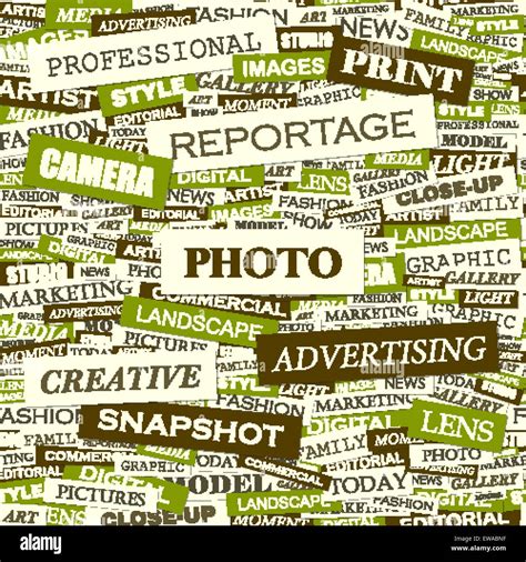 PHOTO Word Cloud Illustration Tag Cloud Concept Collage Stock Vector