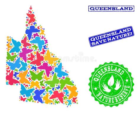 Save Nature Composition Of Map Of Australian Queensland With