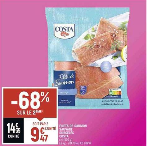 Promo Filets De Saumon Sauvage Surgelés Costa chez Spar iCatalogue fr