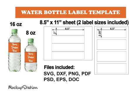 44 Water Bottle Label Sizes