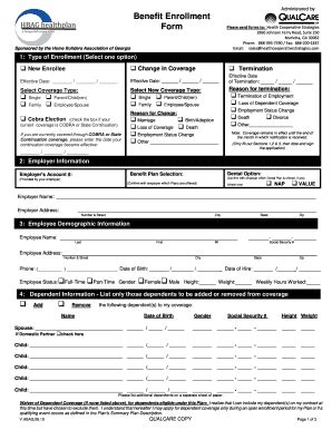 Fillable Online Benefit Enrollment Form Qualcare Inc Fax Email Print