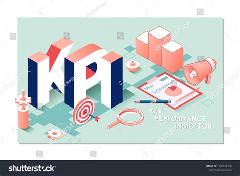 Kpi Key Performance Indicator Isometric 3d Stock Vector Royalty Free