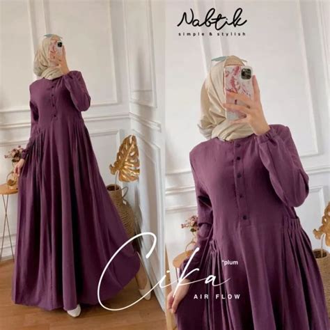 Jual Bayar Di Tempat Cika Dress Crinkle Airflow Gamis Polos Terbaru