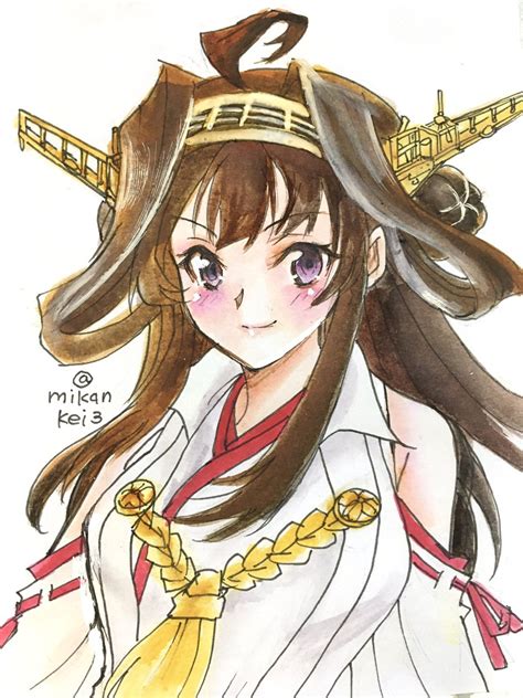 艦これ「金剛 改二丙です♪ 進水日おめでとう 艦これ版深夜の真剣お絵描き60分一本勝」みかんケイのイラスト