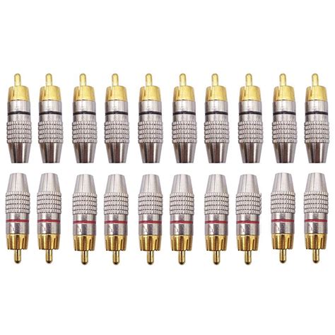 Buy 20pcs Gold Plated Soldering Audio Video Rca Male Plug Adapter Connector At Affordable Prices