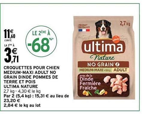 Promo Croquettes Pour Chien Medium Maxi Adult No Grain Dinde Pommes De