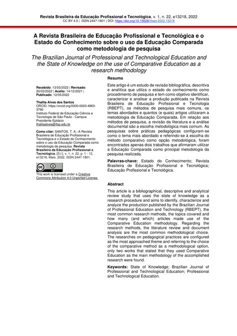 Revista Brasileira De Educação Profissional E Tecnológica - (PDF) A Revista Brasileira de Educação Profissional e Tecnológica e o ...