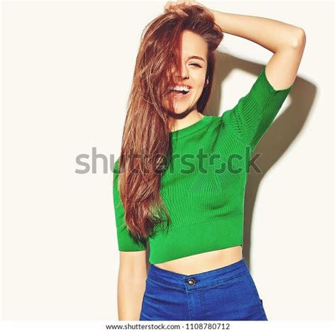 Portrait Beautiful Happy Cute Smiling Brunette Stock Photo 1108780712 Shutterstock