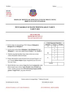 Soalan Peperiksaan Pertengahan Tahun Sejarah Tingkatan V