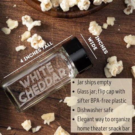 Etched Glass Spice Jar With Black Cap White Cheddar — Dell Cove Spices And More Co