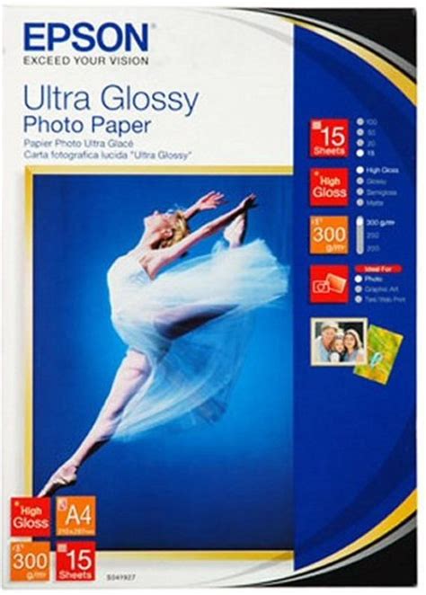 Epson A4 300gsm Ultra Glossy Photo Paper - 15 sheets | Ebuyer.com