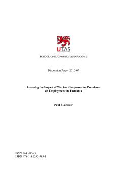 Assessing The Impact Of Worker Compensation Premiums On Employment In