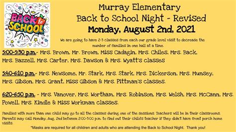 Murray Elementary School Releases Revised Schedule for Back to School ...