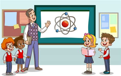 Teacher And Students Are Studying In The Classroom Cartoon Vector