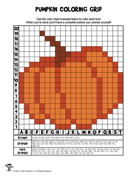 Pumpkin Math Grid Data Coloring - ANSWER KEY | Woo! Jr. Kids Activities