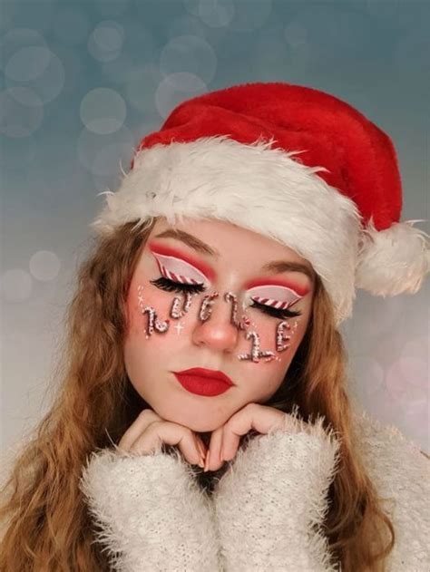 Candy Cane Inspired Makeup Look Candy Cane Makeup Holiday Eye Makeup