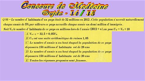 Correction Concours De Médecine Oujda 2014 Question 06 Mateo YouTube