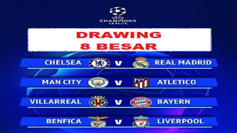 Drawing 8 Besar Liga Champion 2022 Villarreal Vs Bayern Munchen