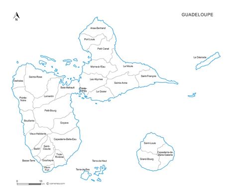 Carte Personnalisable Des Villes Et Communes De La Guadeloupe