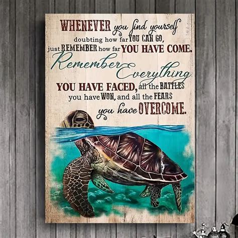 Wisdom Sea Turtle Canvas Wall Art Motivational Quotes Living Temu