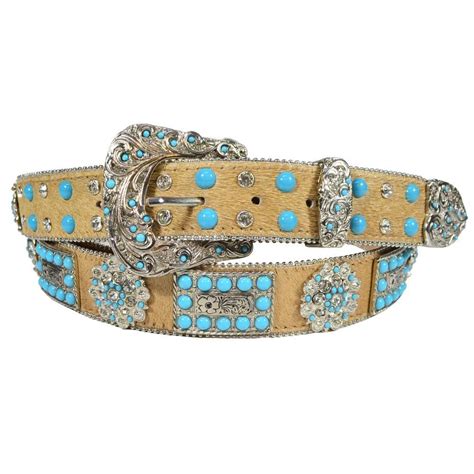 Cinto Country Feminino Strass Pedra Azul Turquesa Submarino