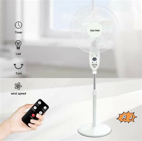 16 Inch AC DC Dual Power Reachargeable Stand Fan With Led Light Can Be