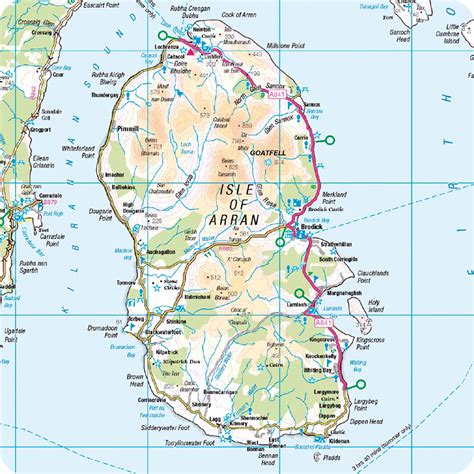 photographic coaster map  arran pack   island blue