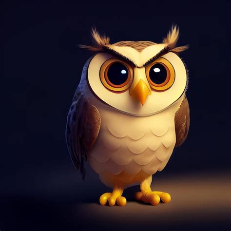 Premium Photo Cute Cartoon Owl With Big Eyes