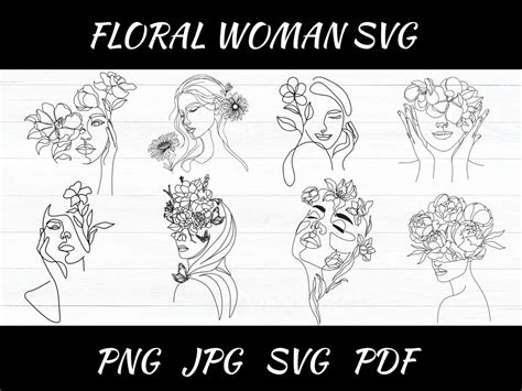 Floral Woman Svg Woman Body Svg Woman With Flower Head Svg Naked Womans Svg Floral Svg