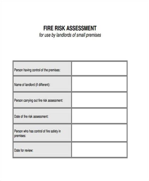 Free 9 Fire Risk Assessment Forms In Pdf Excel