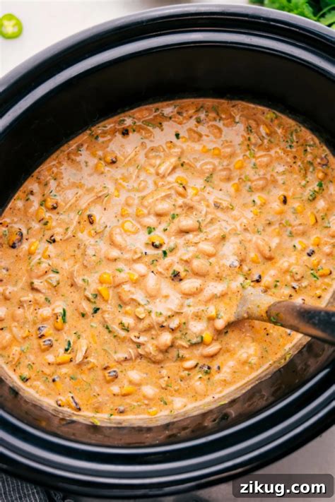 Creamy Slow Cooker White Chicken Chili - Zikug