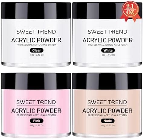 Amazon Sweet Trend Acrylic Nail Powder 60g Clear White Pink Nude Acrylic Powder Set