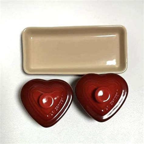 Le Creuset Heart Ramekin D Amour Small Cherry Red Pair Piece Set Ebay