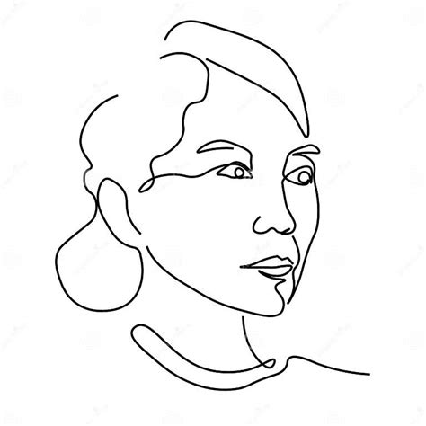 Linear Portrait Asian Woman Profile Isolated Sketch Stock Vector