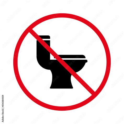 Toilet Ban Black Silhouette Icon Forbidden Wc Pictogram Warning Dont