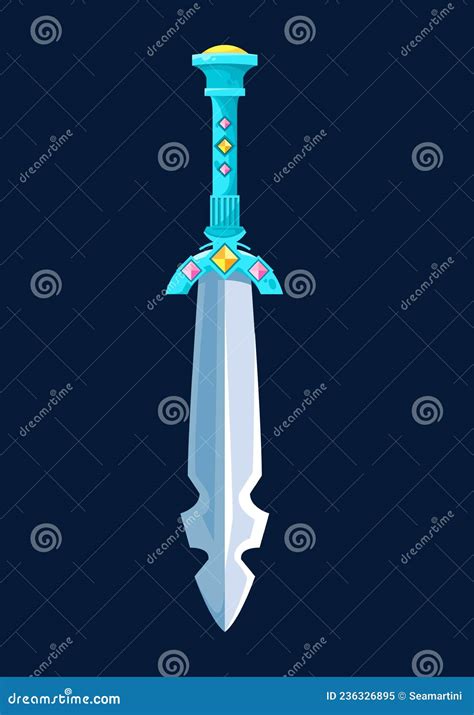 Magical Cartoon Broadsword Double Sided Blade Stock Vector