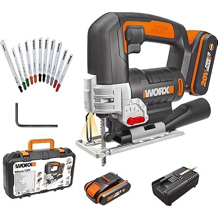 WORX 18V 20V MAX 24mm Cordless Jigsaw WX543 2 PowerShare 4 Position