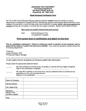 Fillable Online Atu Illegal Immigrant Certification Form Arkansas