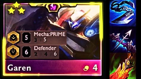 Nihius Tft ⭐⭐⭐ Garen 3 Star 5 Mecha Prime 6 Defender My Sword Is