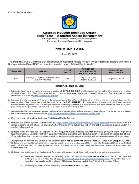 Fillable Online Calamba Housing Business Center Task Force Pag Ibig